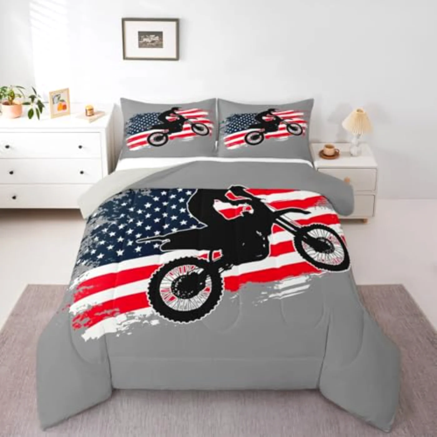 Dirt Bike Kids Boys Quilt, Twin