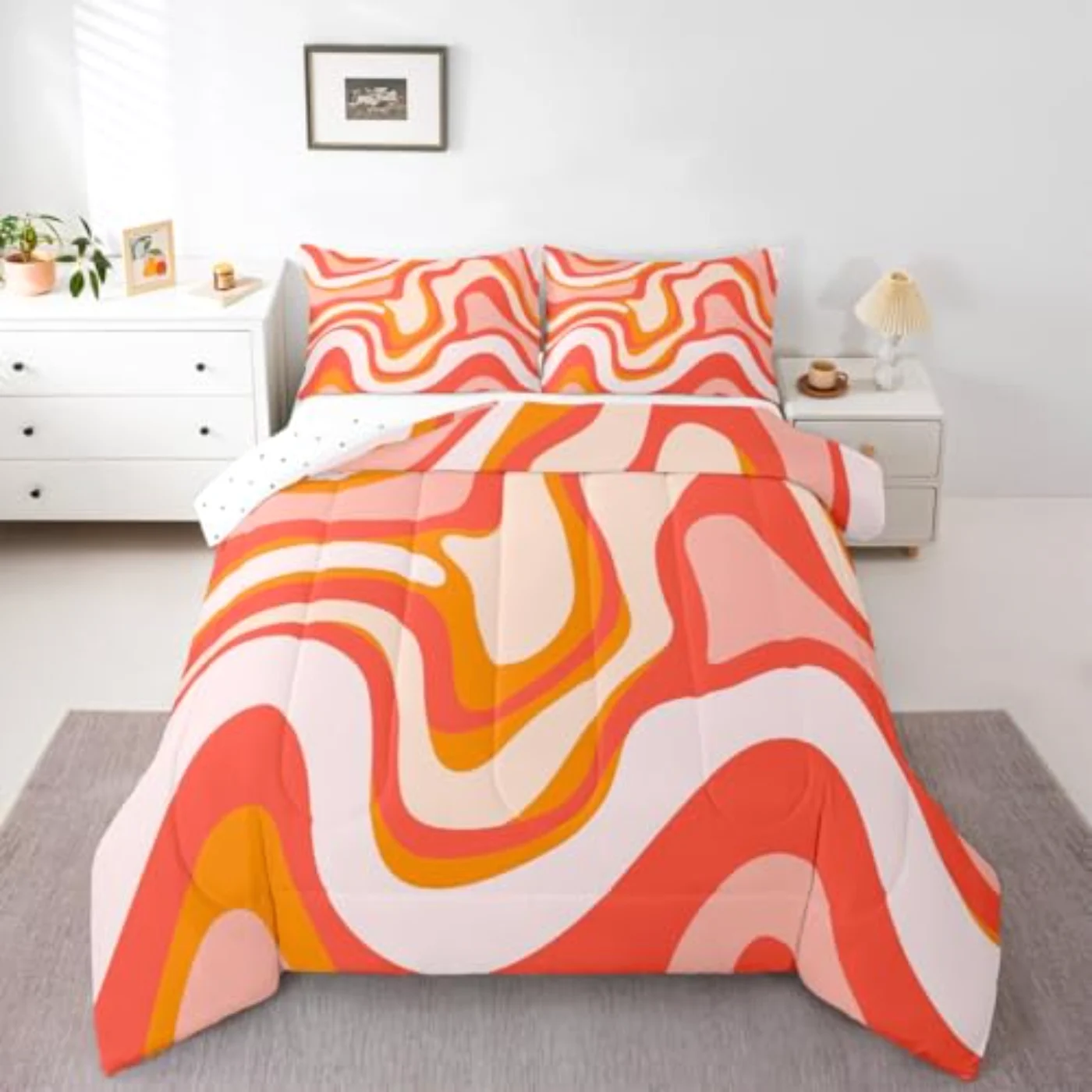 Wavy Swirl Modern Abstract Comforter Set, Queen