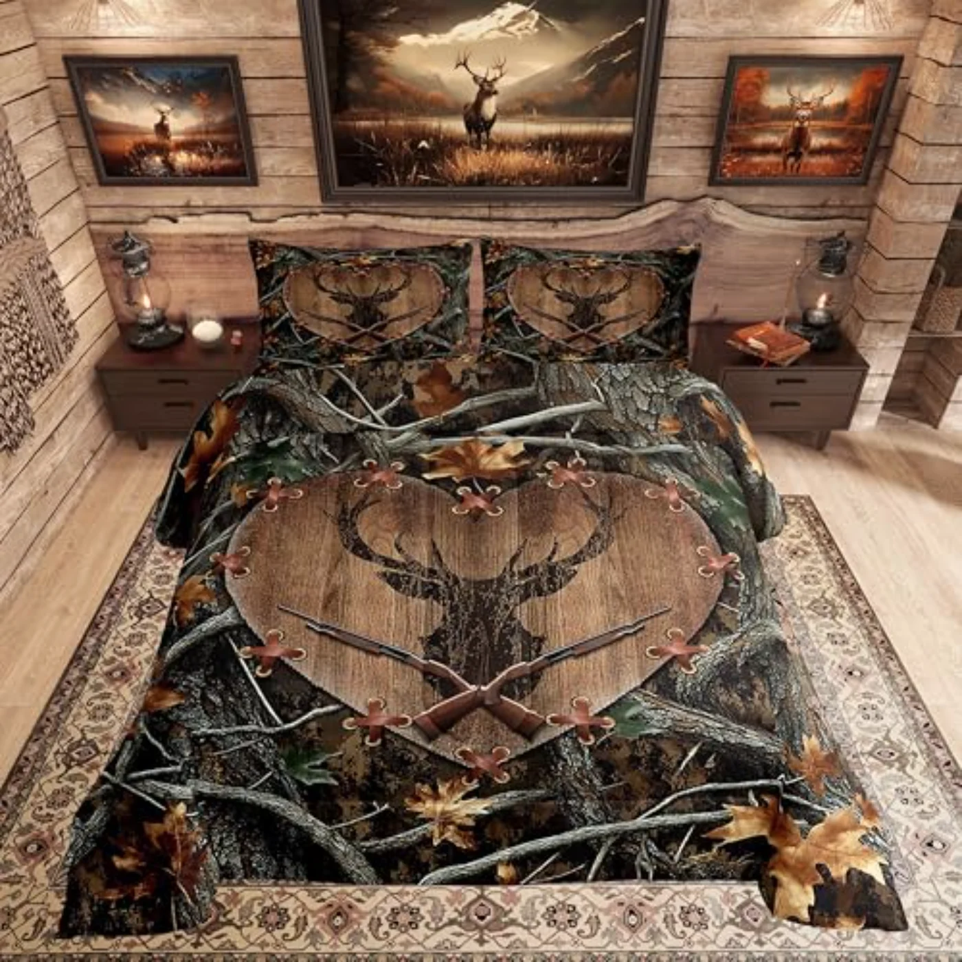 Deer Kids Boys Girls Hunting Comforter Set, Full