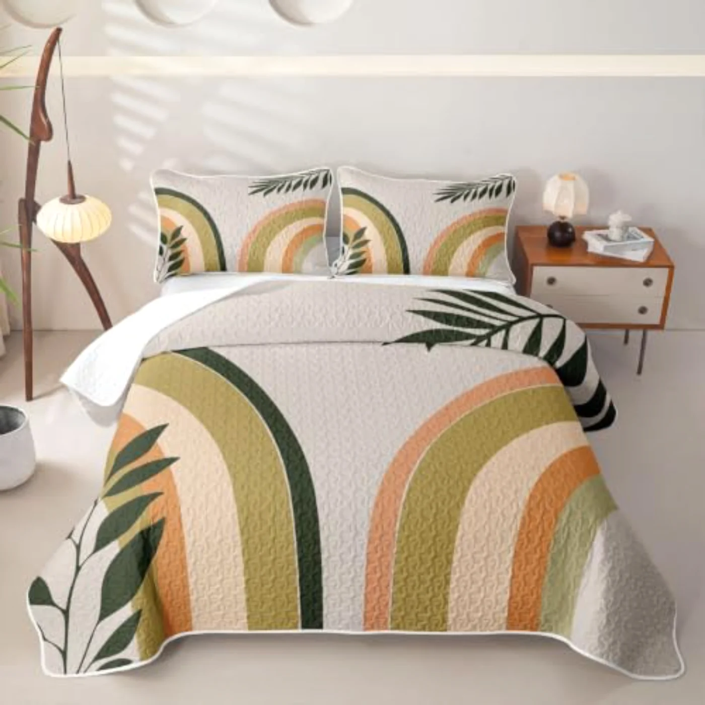 Boho Gradient Rainbow Mid Century Quilt, Twin