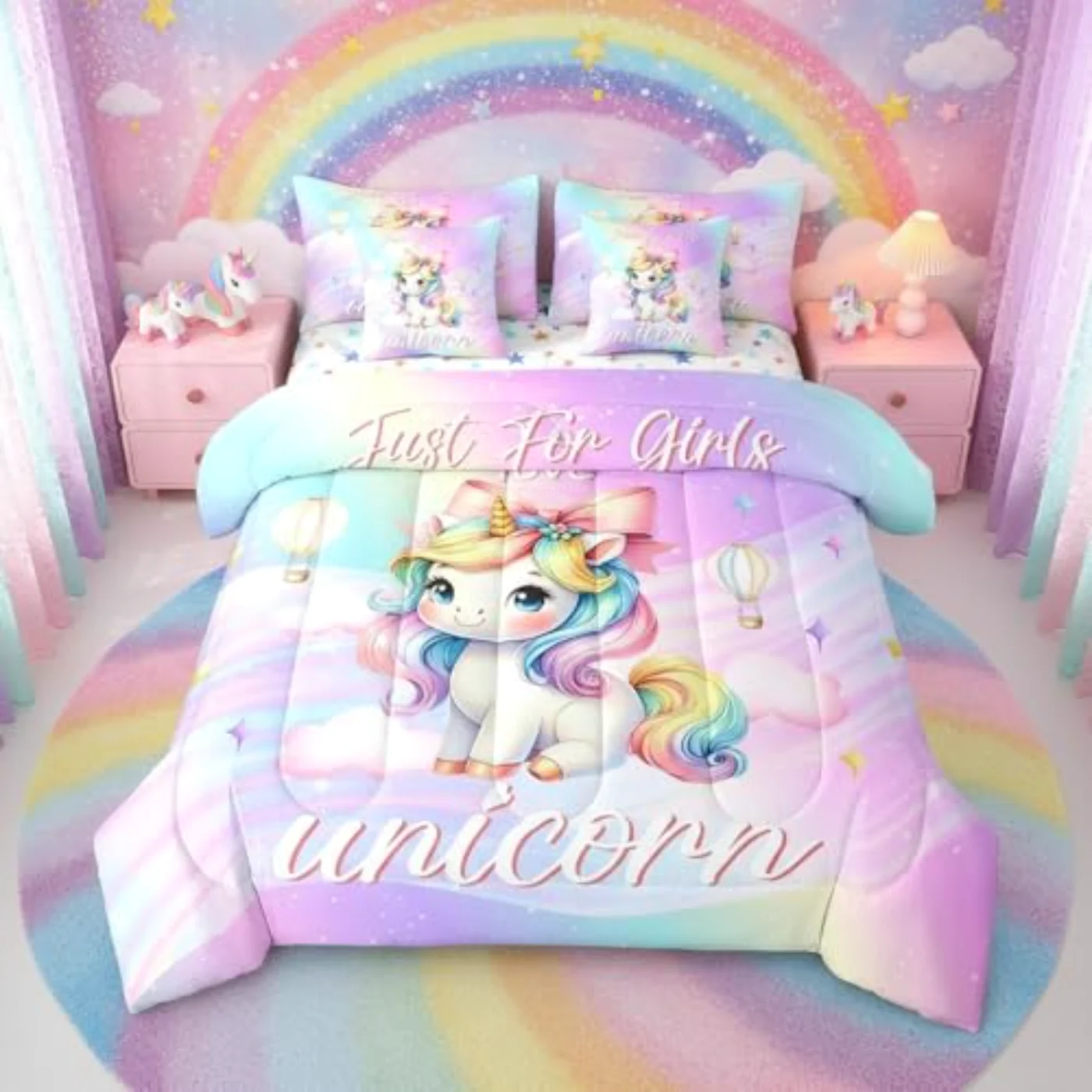 Girls Unicorn Sheets Comforter Set, Twin