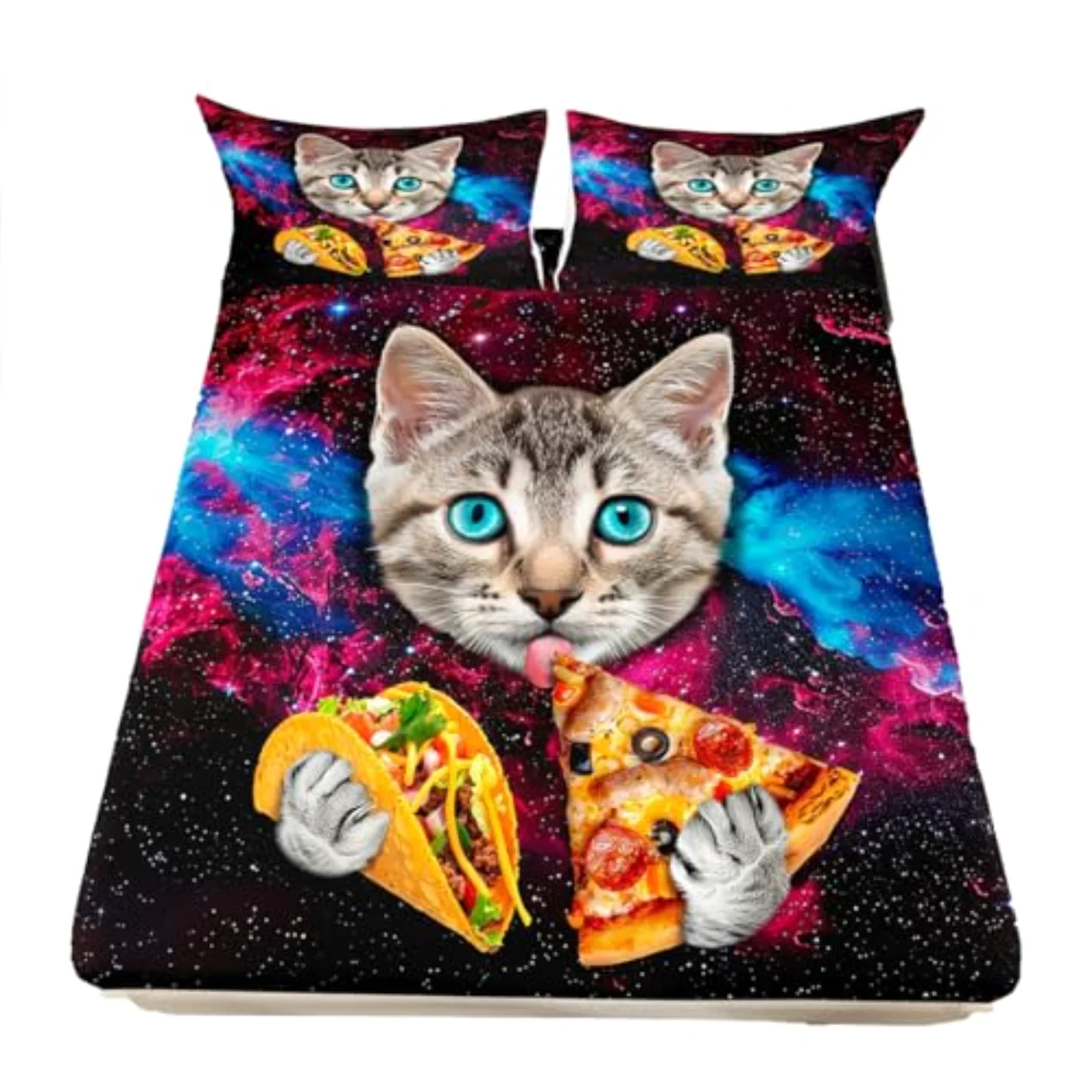 Galaxy Cat Kids Girls Boys Sheet Set, Queen