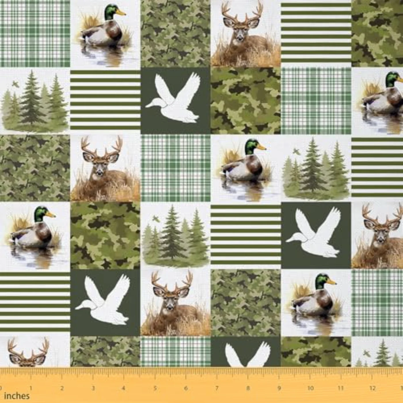 Mallard Duck Deer Flannel Fabric Comforter Set