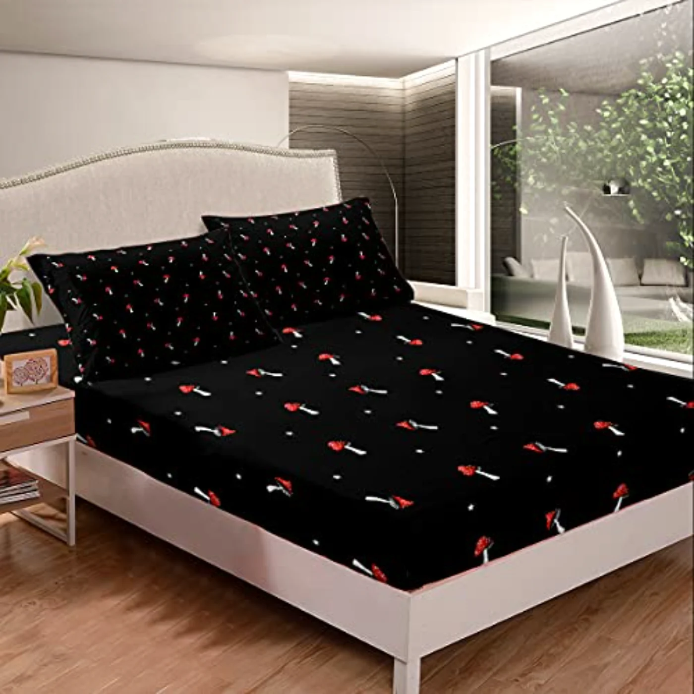 Cute Mushroom Fitted Kid Cartoon Sheet Set, Twin