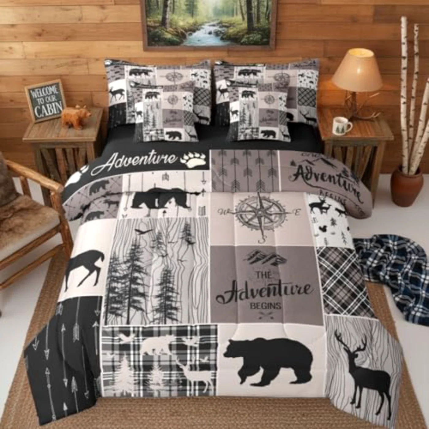 Bear Deer In Bag Comforter Set, Full