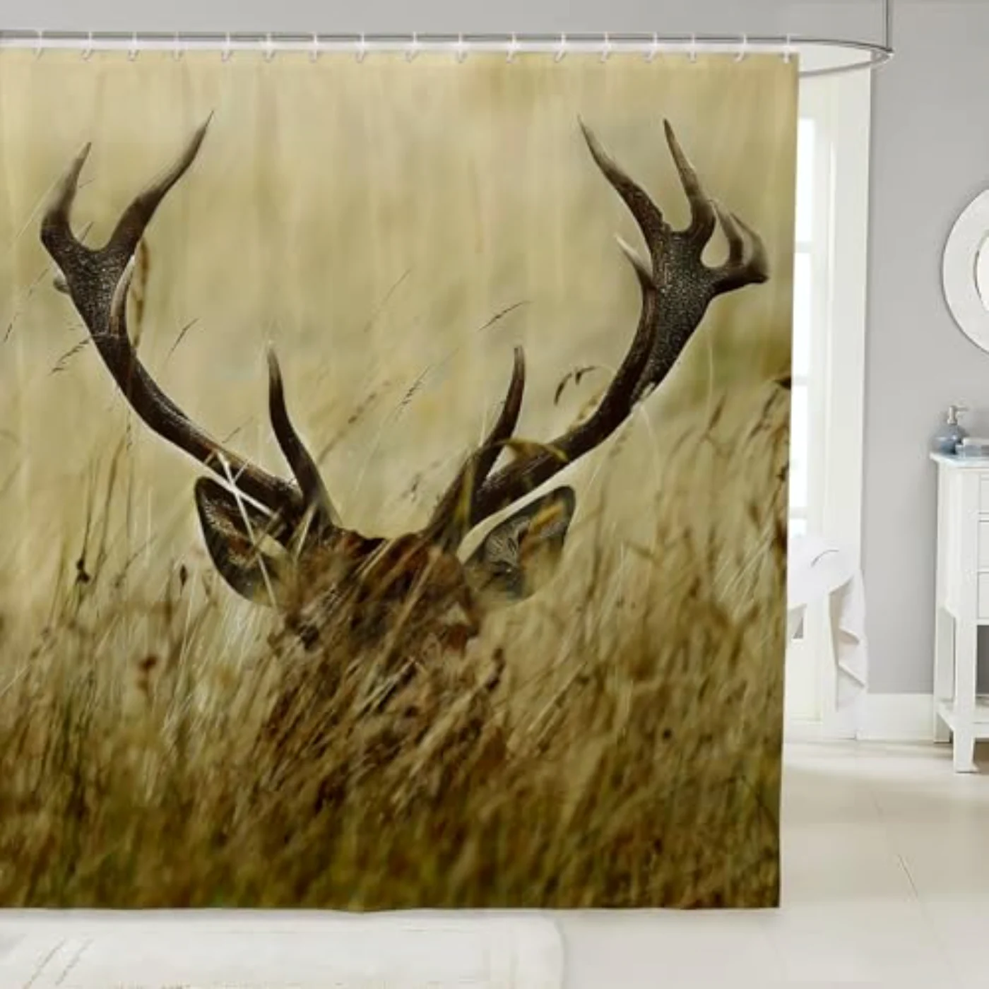 Antler Shower Curtain Whitetail Deer Shower Curtain