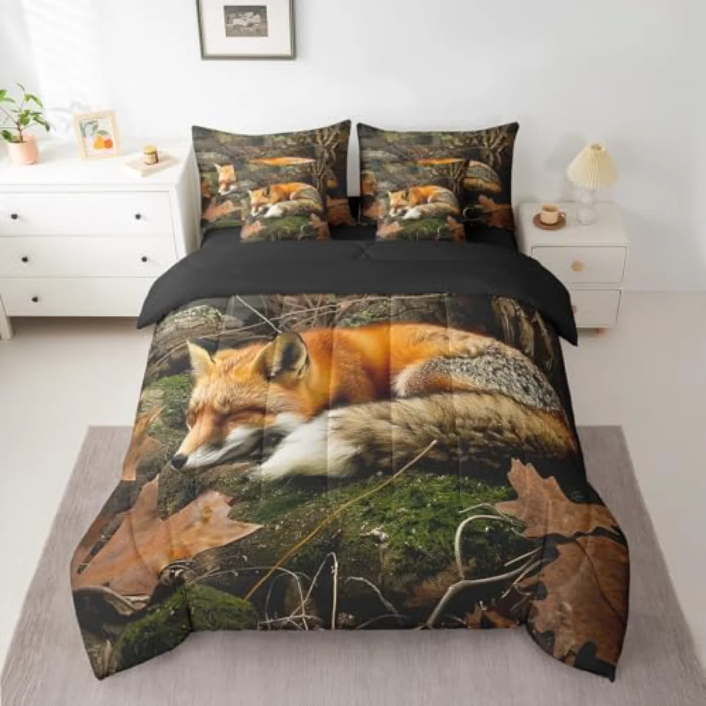 D Fox In Bag Woodland Comforter Set, King