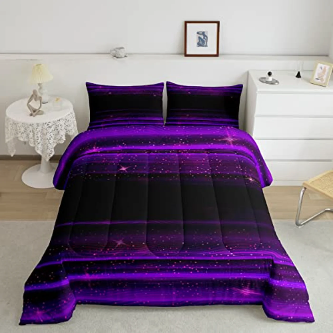 Purple Purple Black Ombre Kids Quilt, Twin