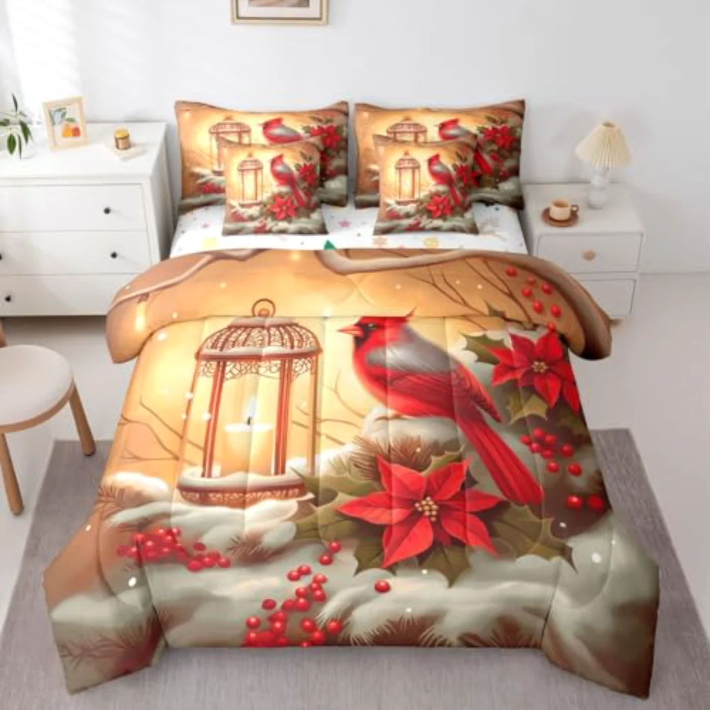 Red Cardinal Sheets Comforter Set, King