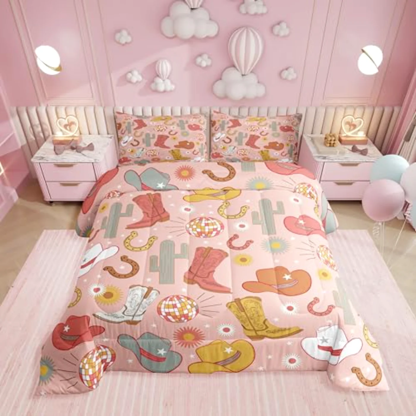 Cowgirl Boots Hats Comforter Set, Full