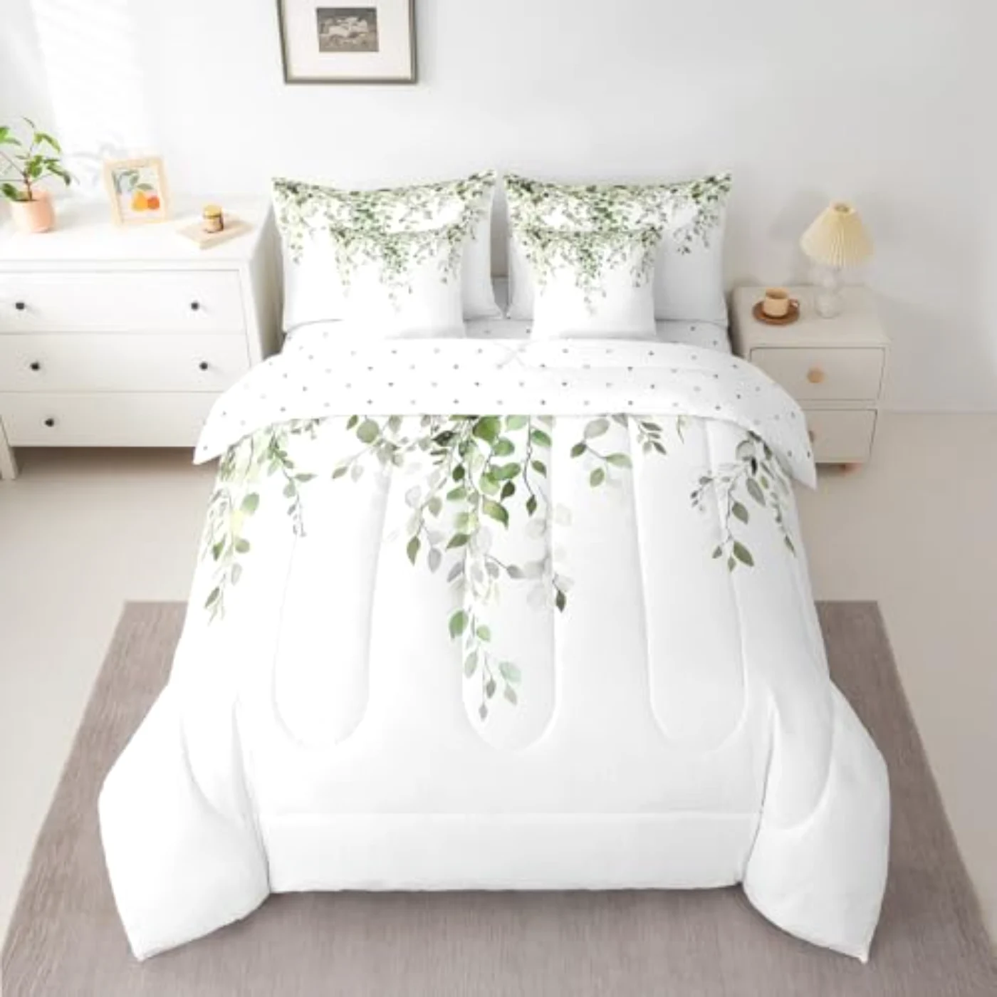 Olive Green Eucalyptus Duvet Cover, King
