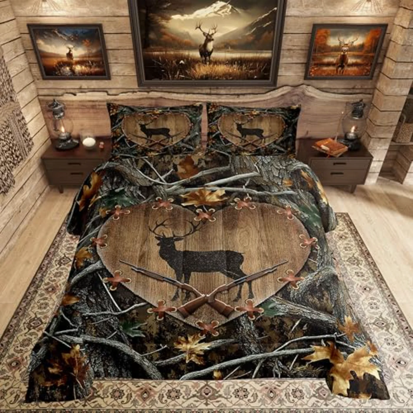 Hunting Deer Kids Boys Girls Comforter Set, Queen