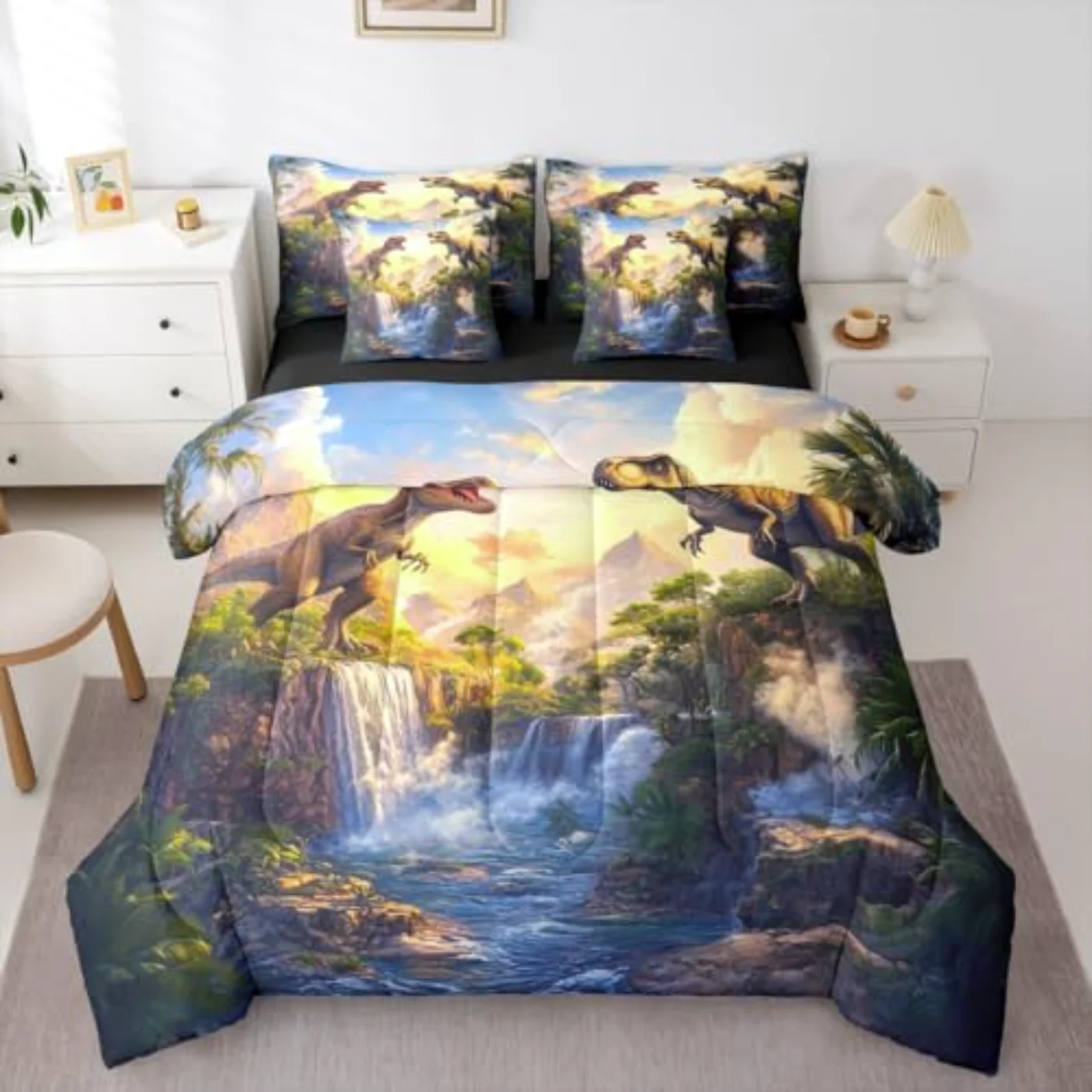 Dinosaur Dino Ancient Jungle Animals Comforter Set, Twin