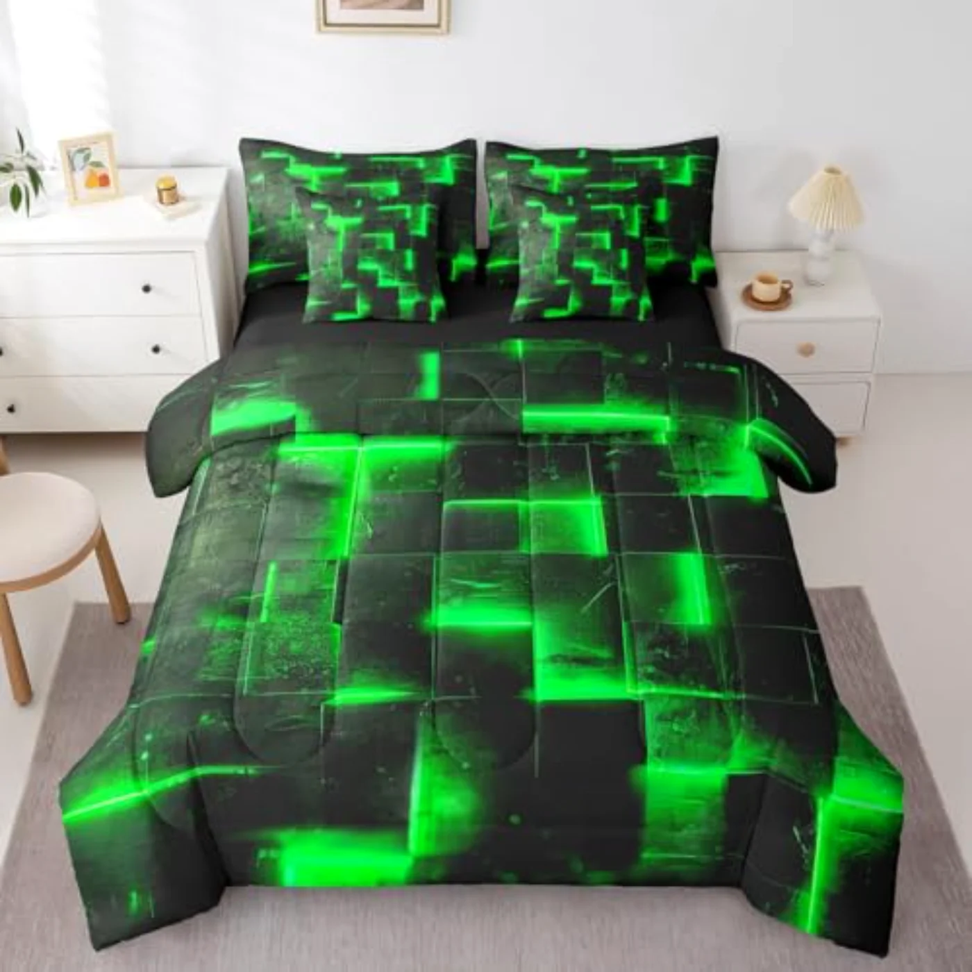 D Geometric In Bag Abstract Comforter Set, Queen