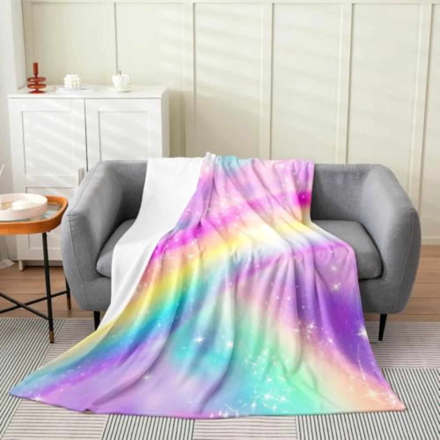 Rainbow Flannel Blanket Baby X40 Throw