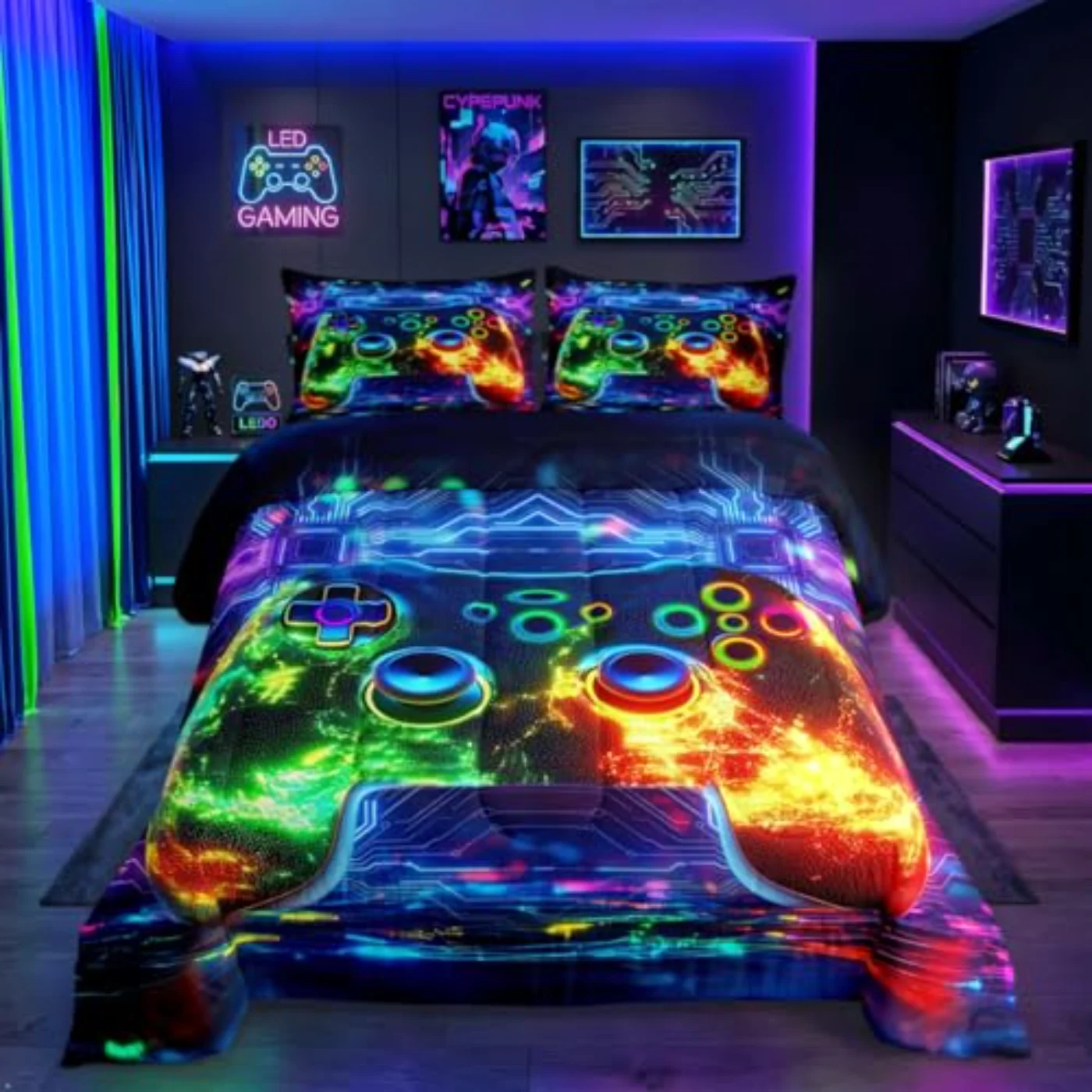 D Modern Gamer Gamer Controller Comforter Set, Full