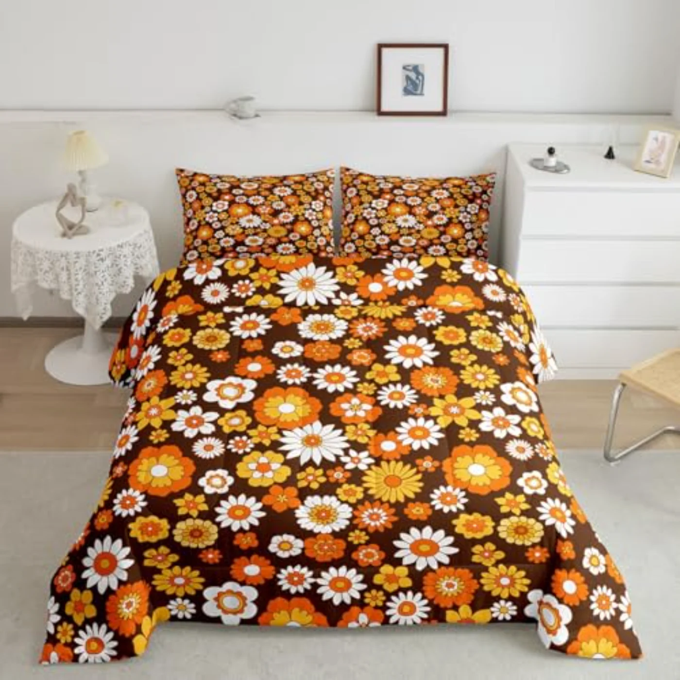 Groovy Boho Floral Power Teen Quilt, Queen