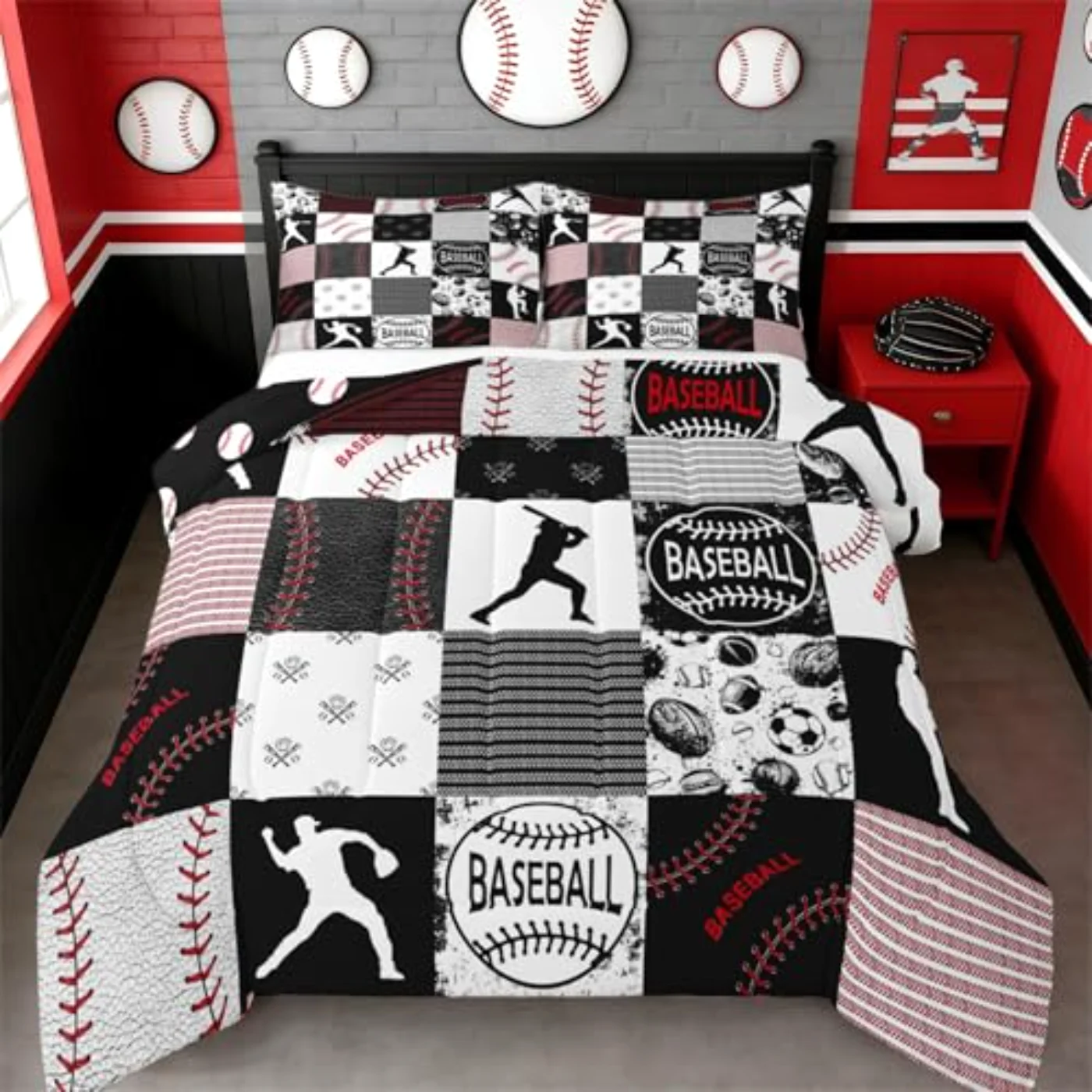 Kids Baseball Softball Sports Game Quilt, Twin