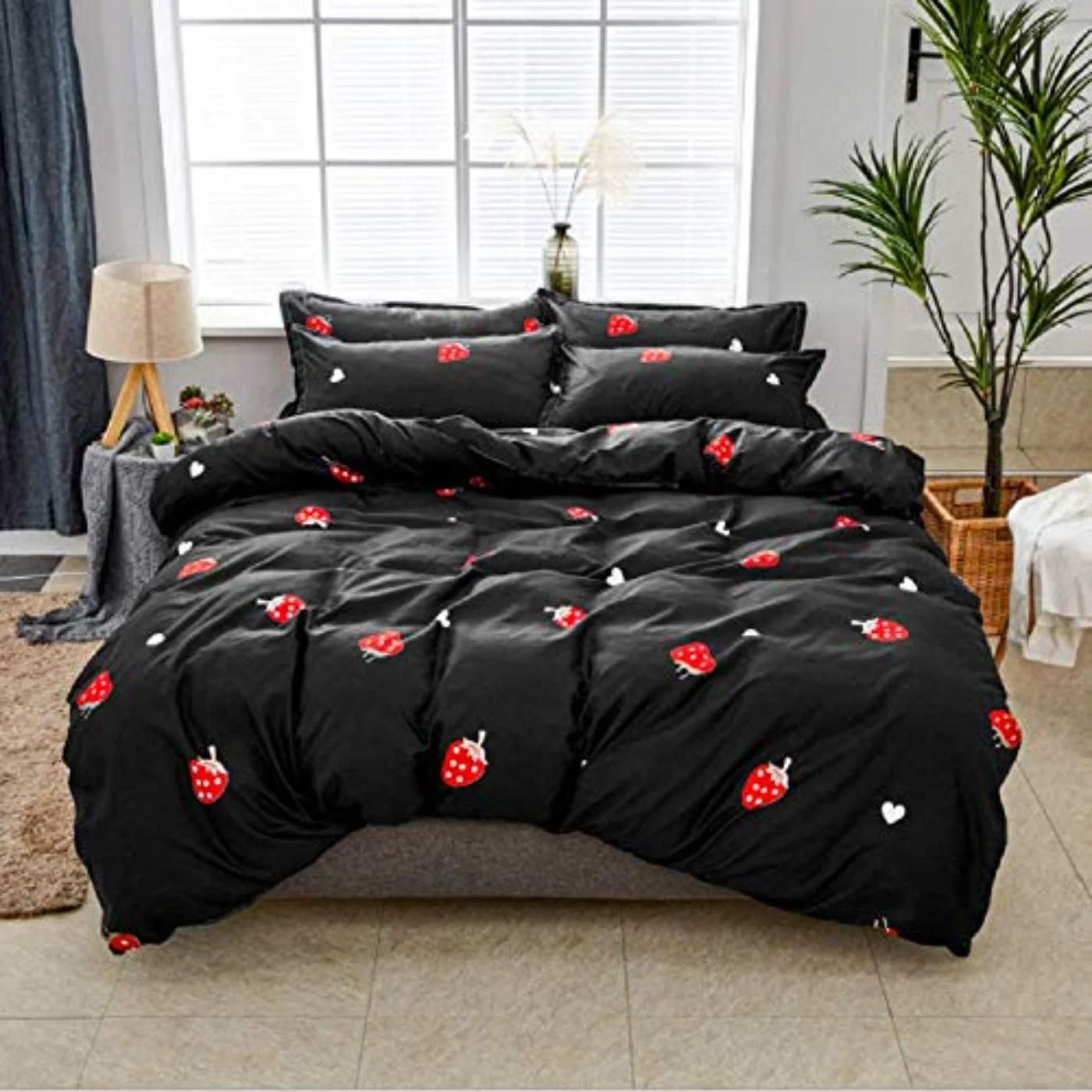 Red Strawberry Kawaii Kids Girls Duvet Cover, Full