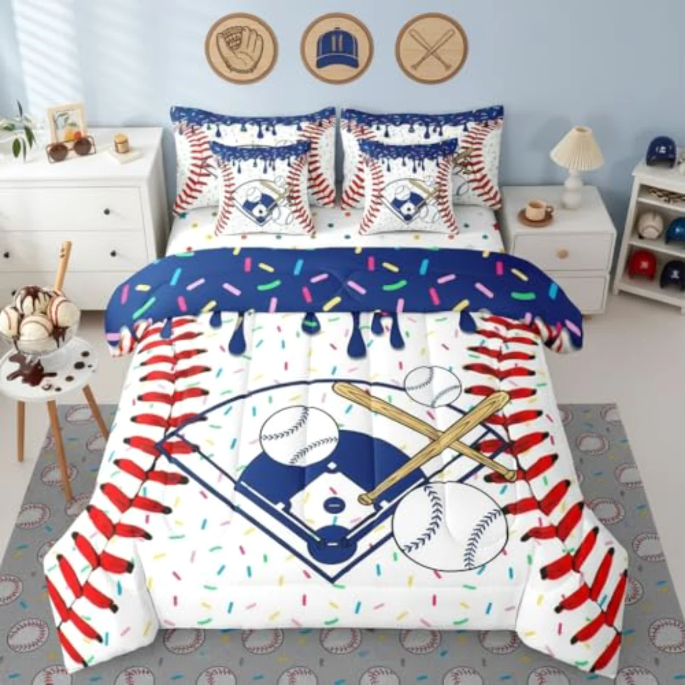 Baseball Ice Cream Comforter Set, Twin