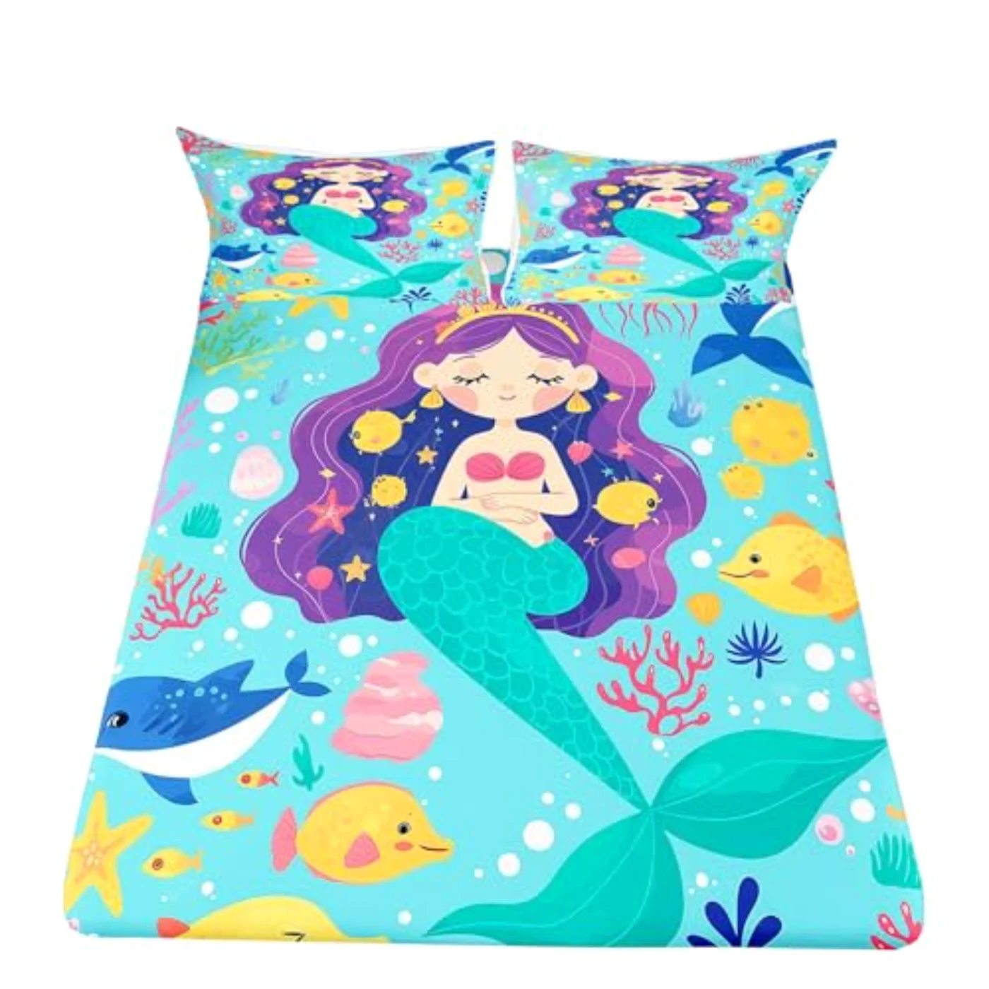 Mermaid Fitted Mermaid Gifts Girls Sheet Set, Full