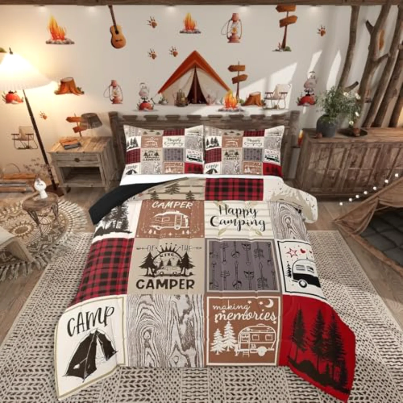 Short Rv Camper Happy Camping Quilt, Queen
