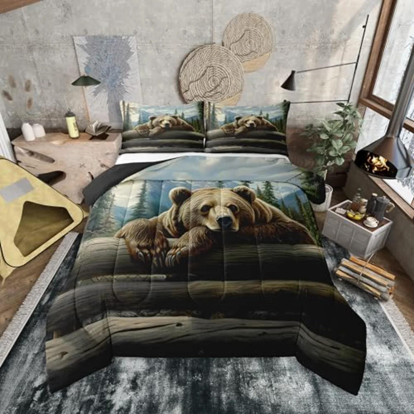 Nature Forest Bear Wild Animals Comforter Set, Queen