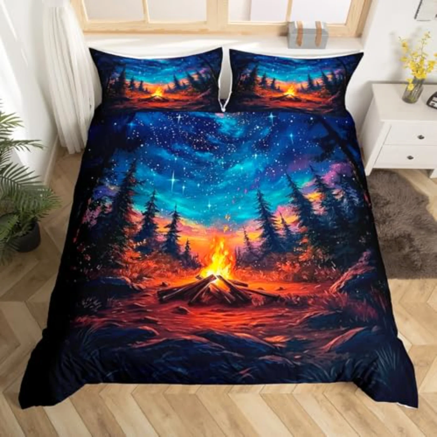 Aurora Camping Duvet Cover, Queen