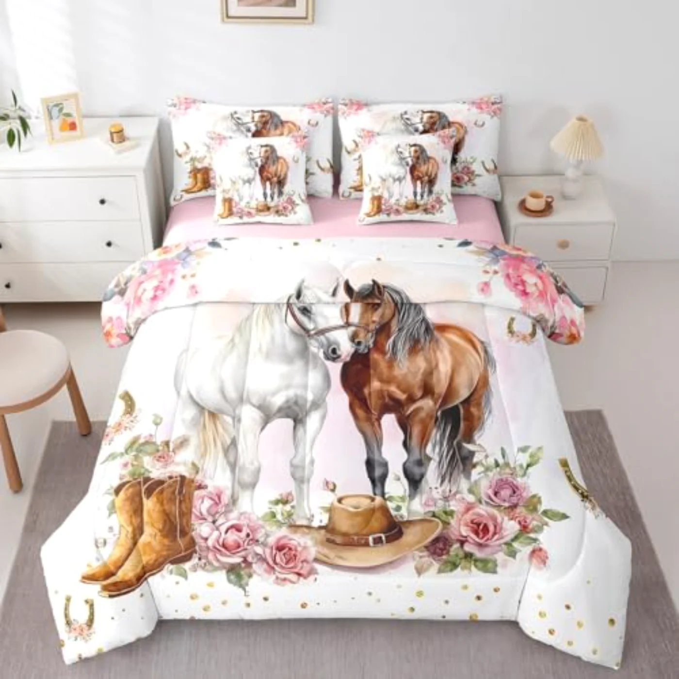 Girls Horse Comforter Set, Queen