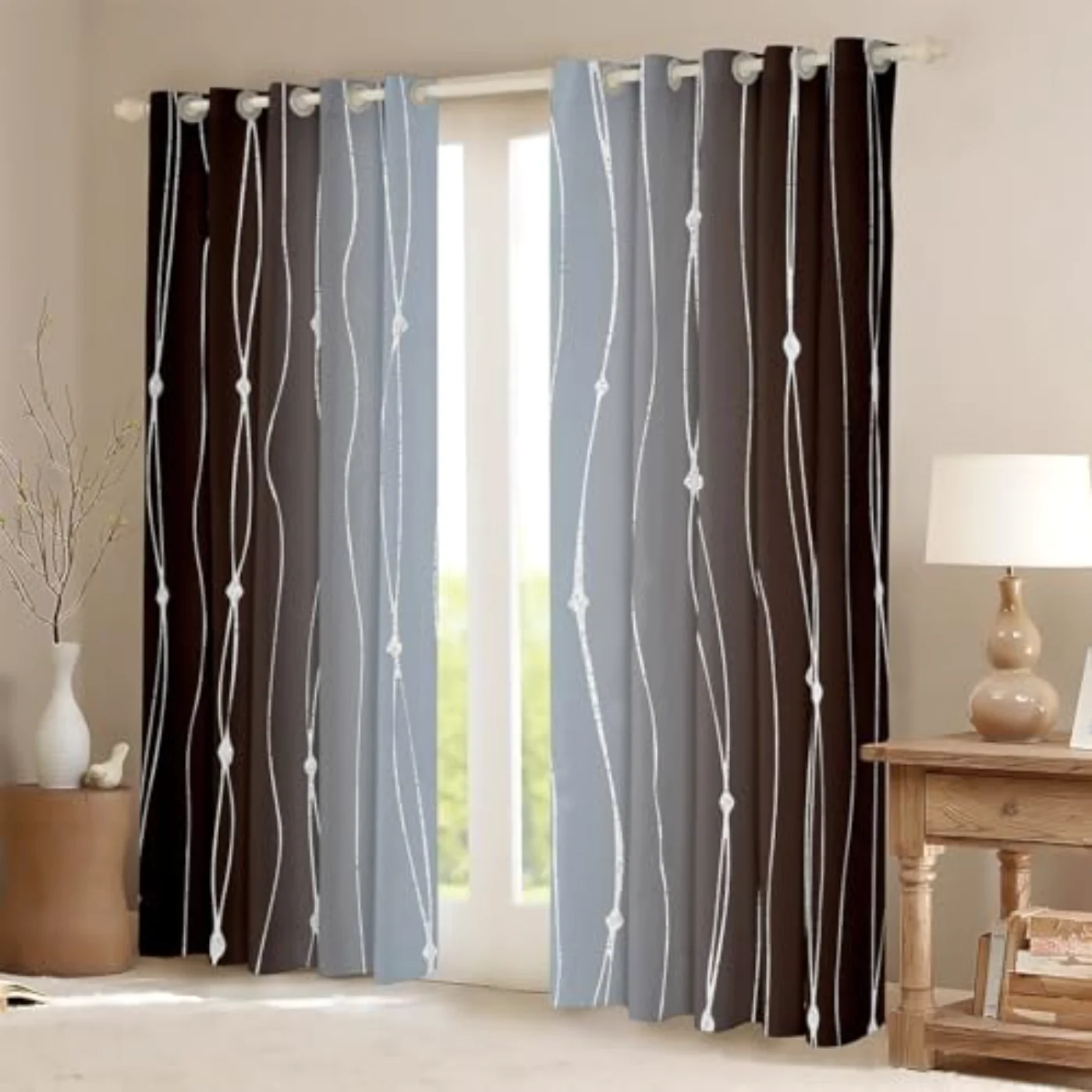 Brown Grey Gradient Curtains & Curtains