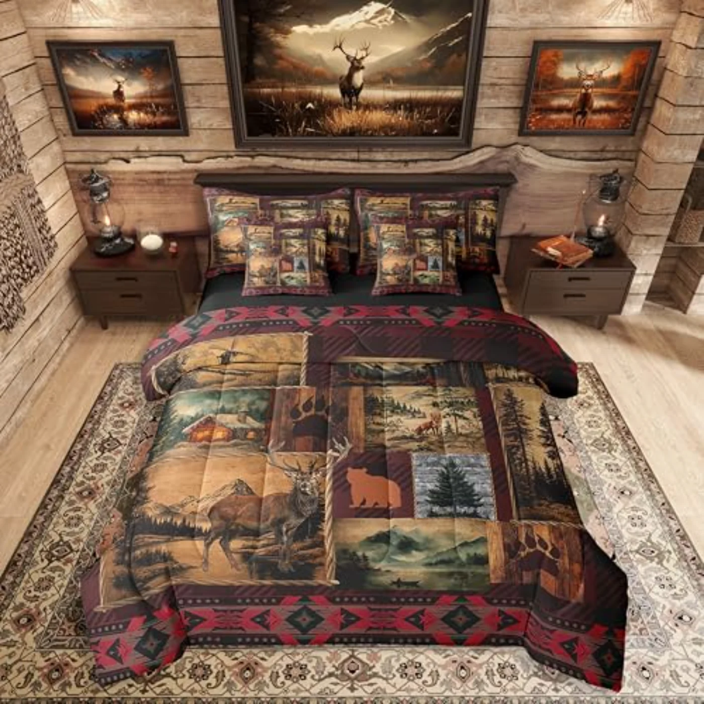 Patchwork Cabin Lodge Comforter Set, Twin