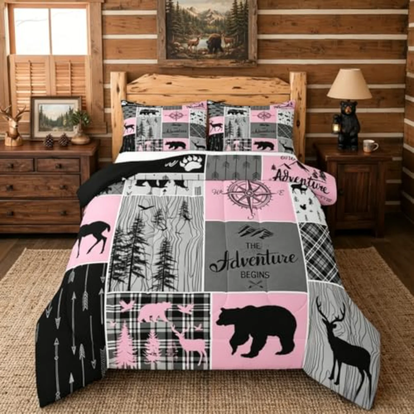 Retro Cabin Rustic Comforter Set, Full