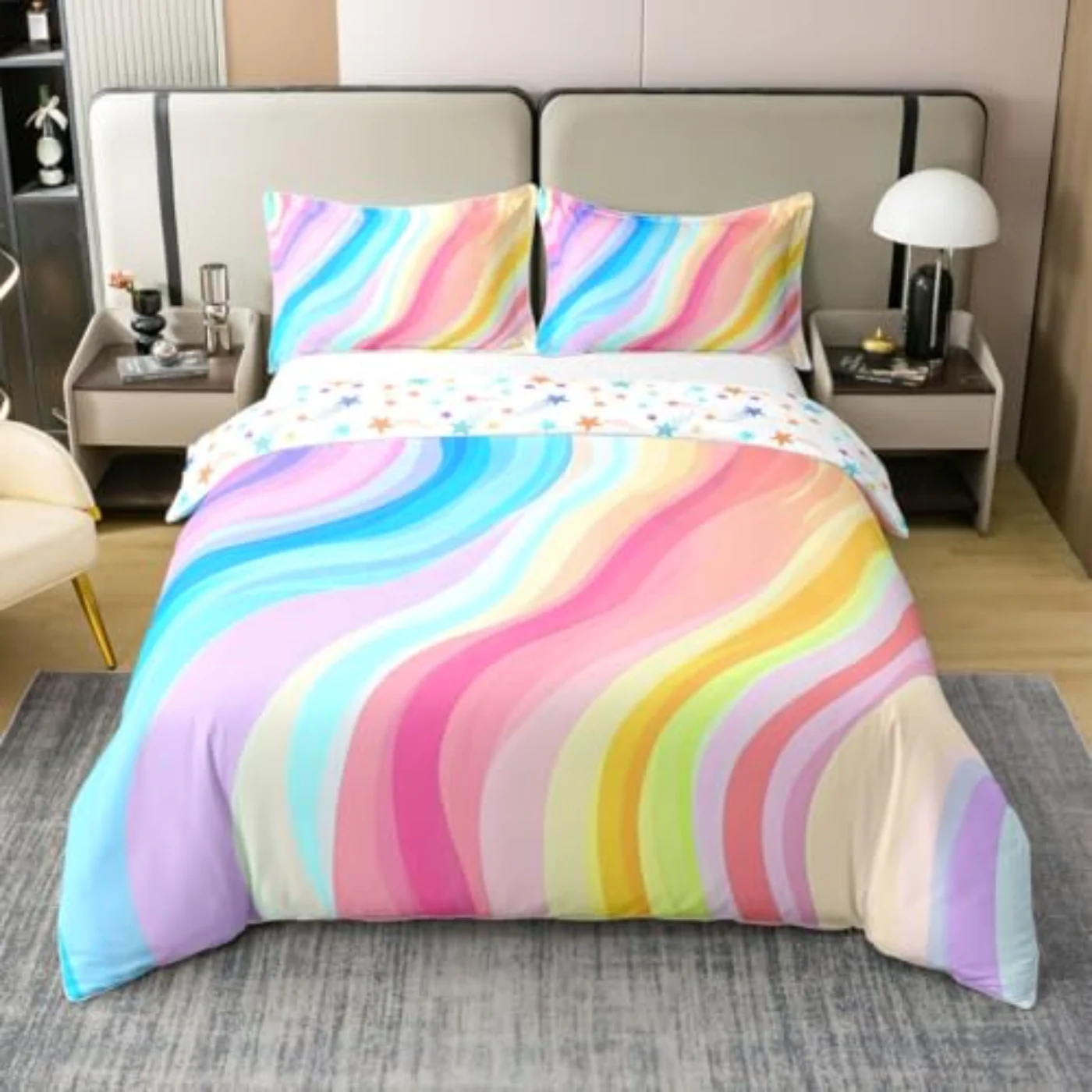 Rainbow Cotton Kids Gradient Stripe Duvet Cover, Full
