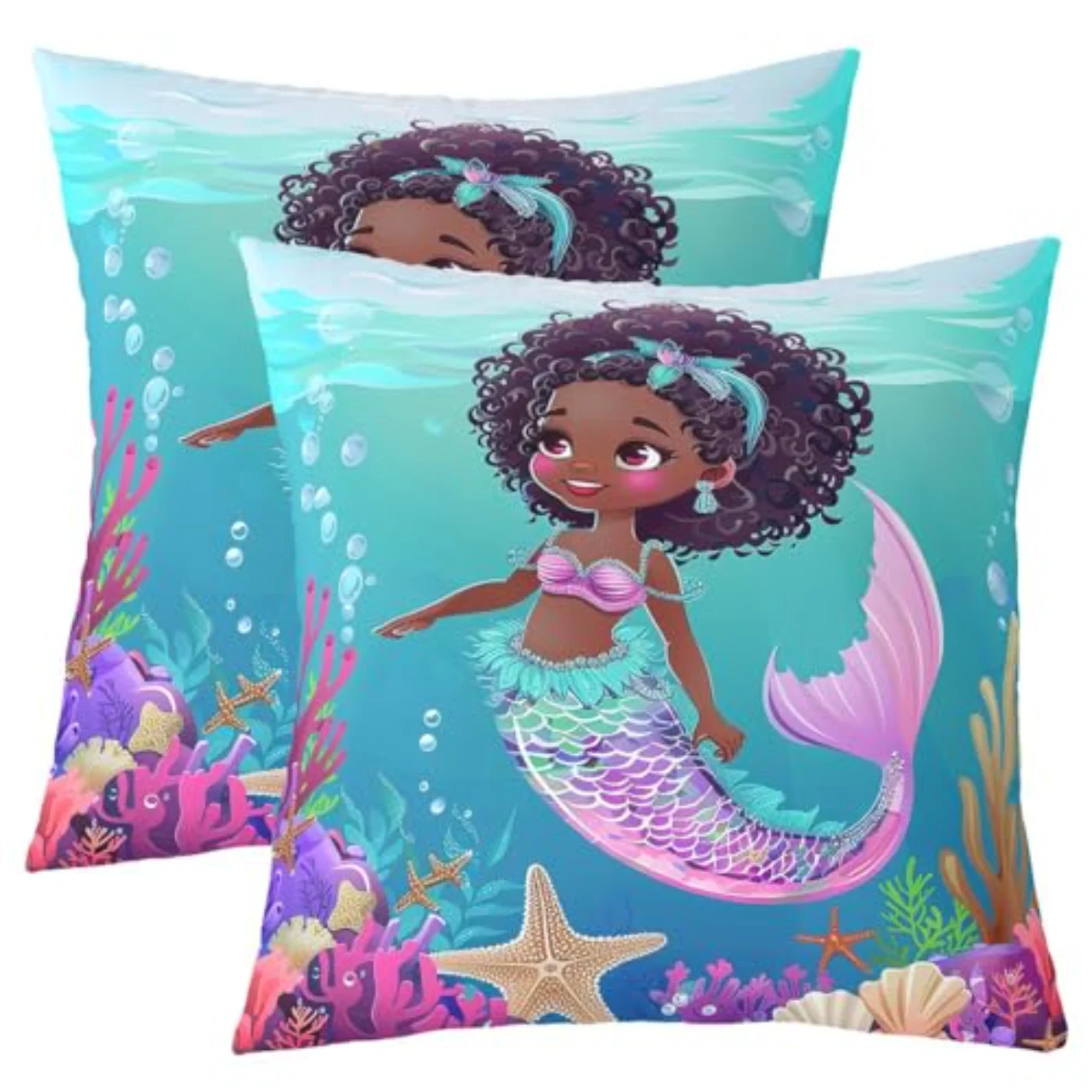 Black Mermaid Throw Pillow Covers Pillow Covers