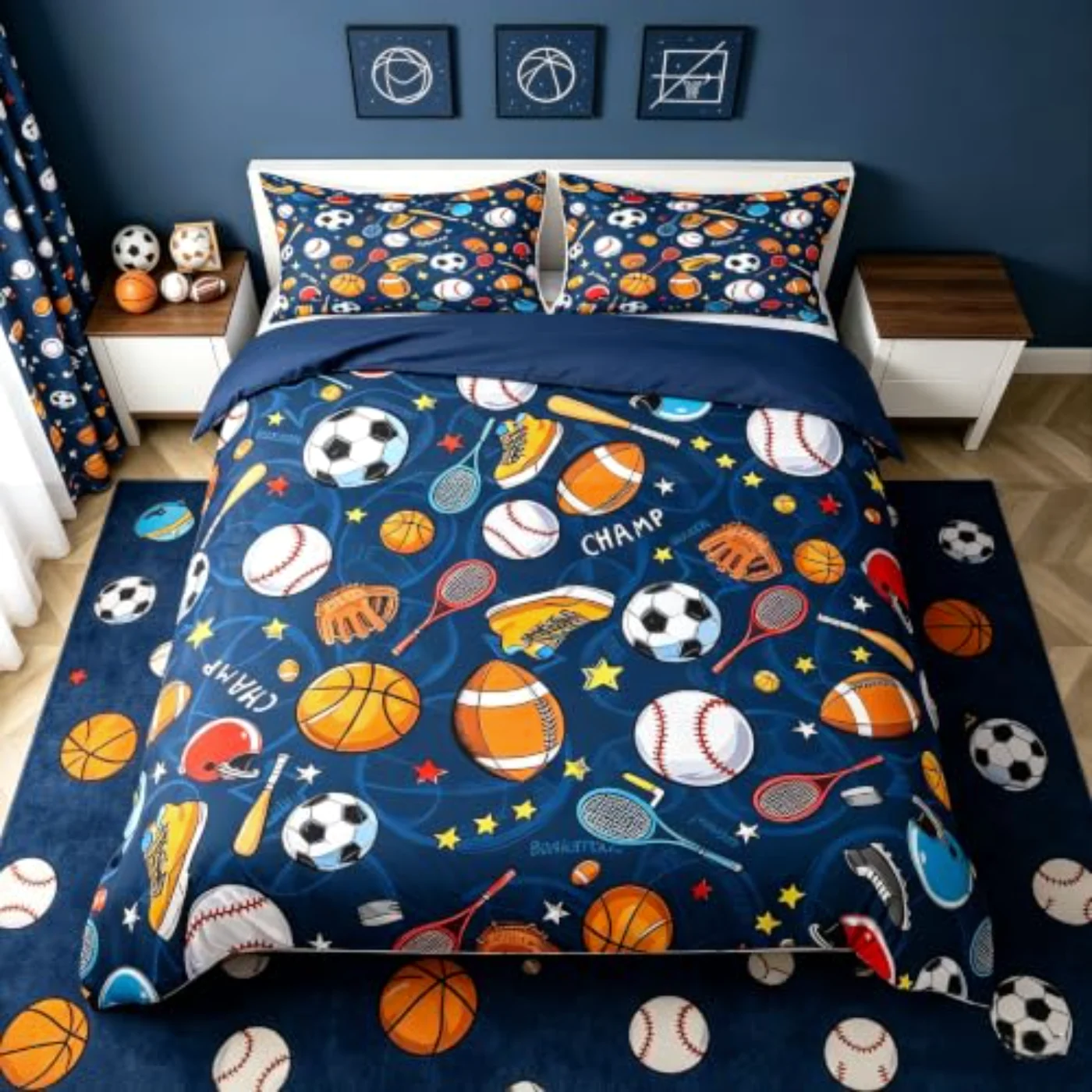 Tennis Balls Boys Gaming Kids Duvet Cover, Twin