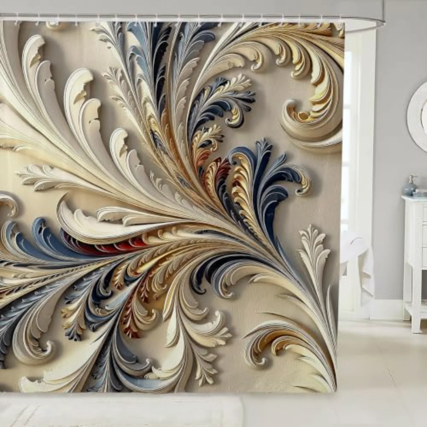 D Sculpted Plants Shower Curtain Shower Curtain