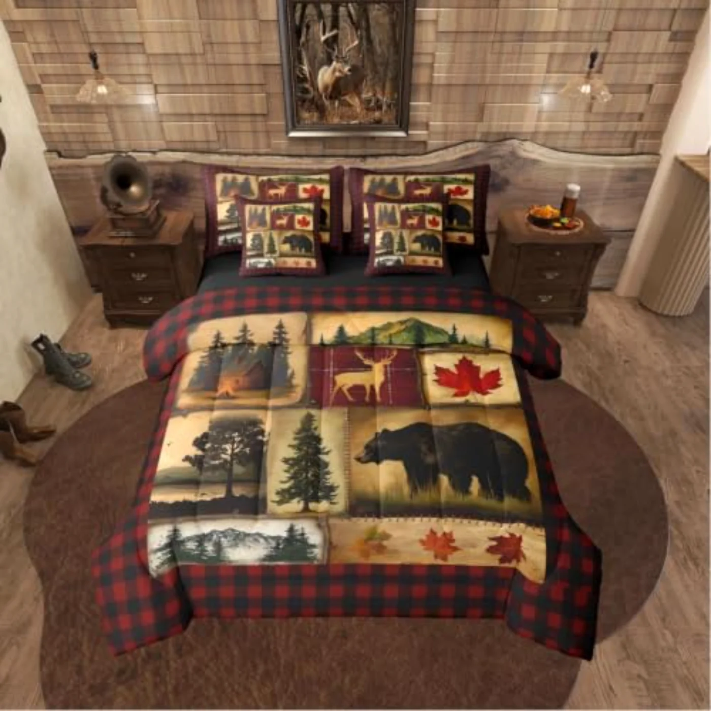 Bear Cabin Plaid Quilt, King
