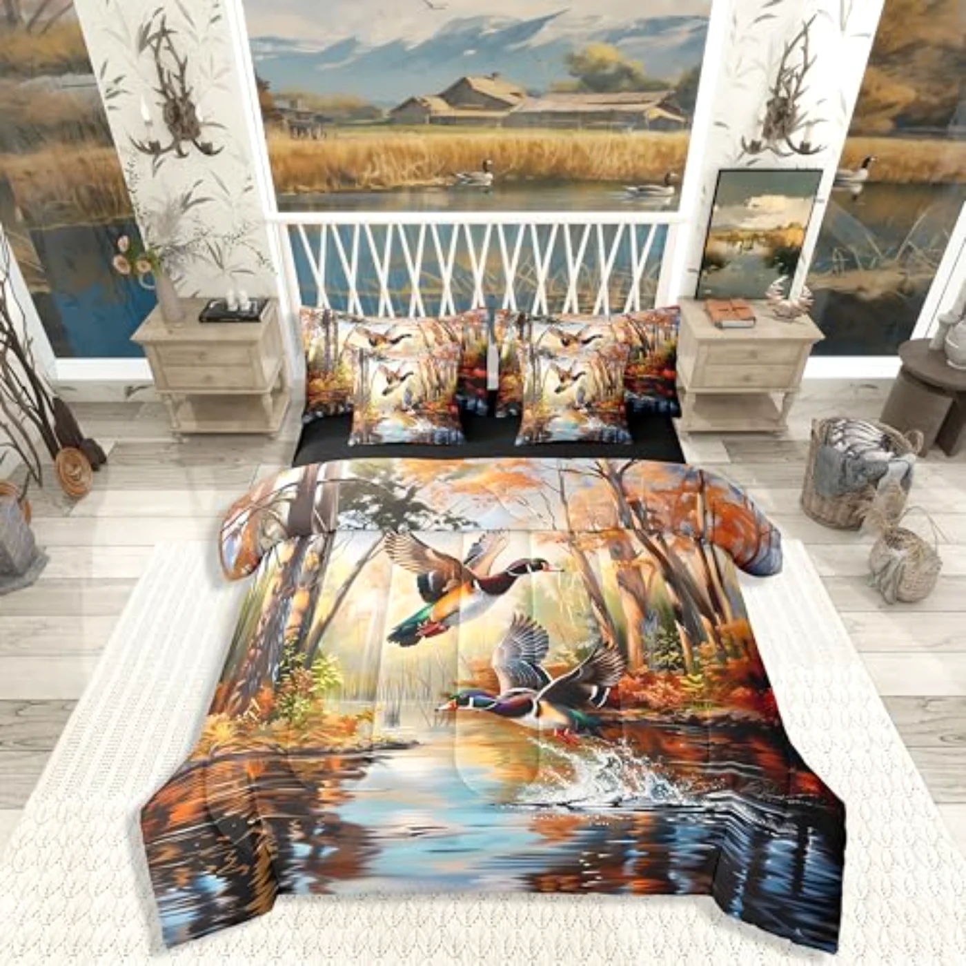 Woodland Mallard Duck Sheets Country Comforter Set, King