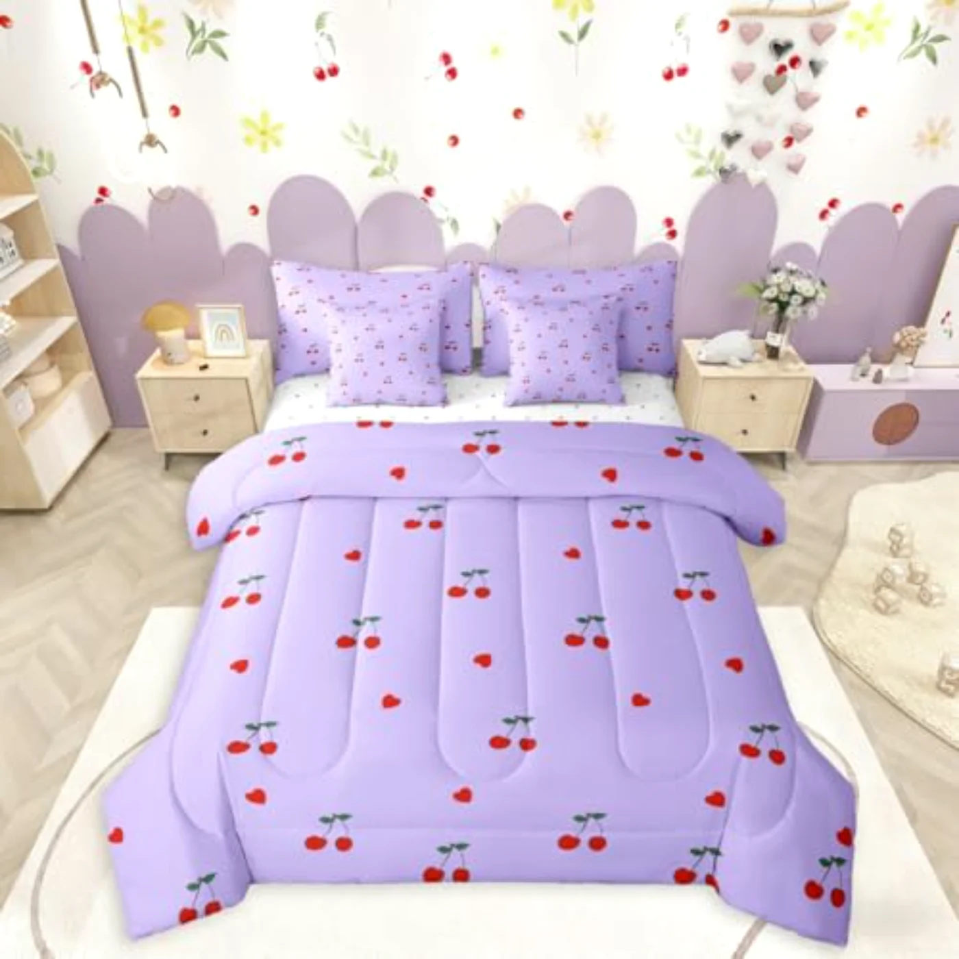 Kids Red Cherry Comforter Set, Full