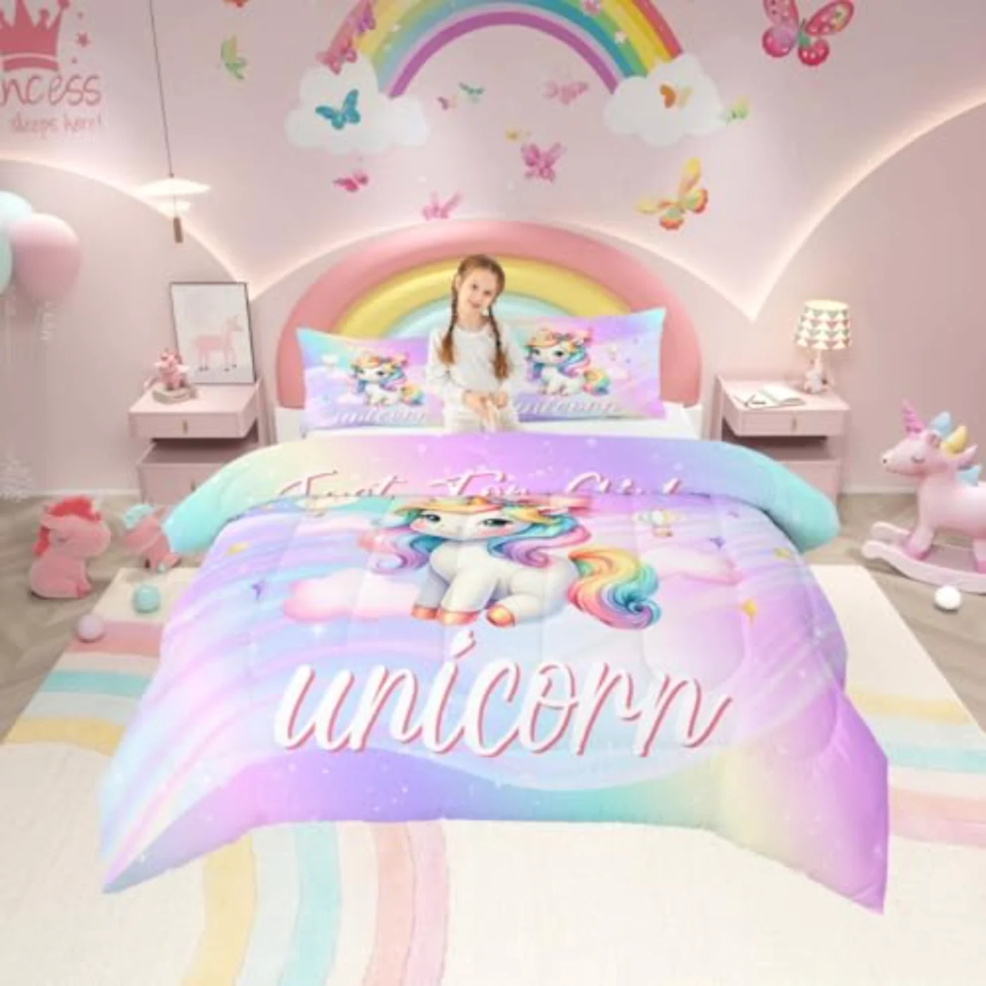 Kids Unicorn Girls Comforter Set, King