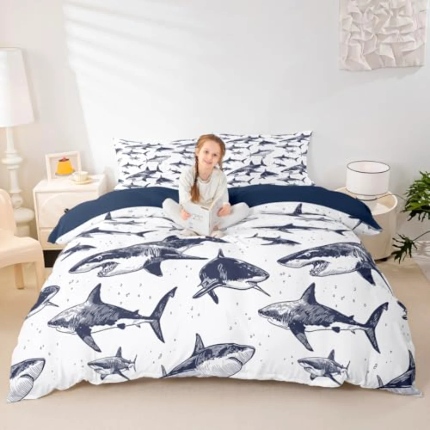 Shark Ocean Life Kids Boys Duvet Cover, King