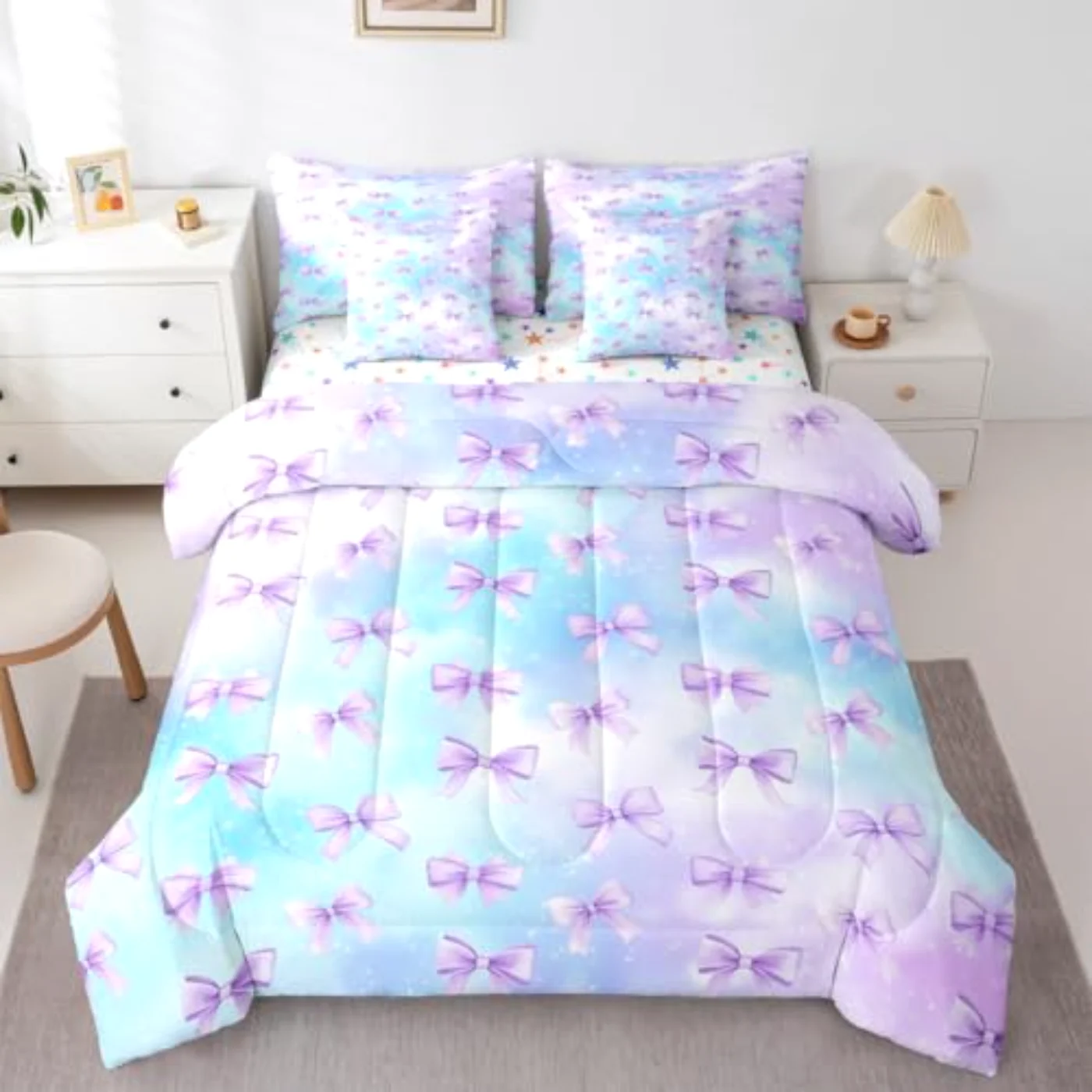 Cute Bow Sheets - Purple Comforter Set, Twin