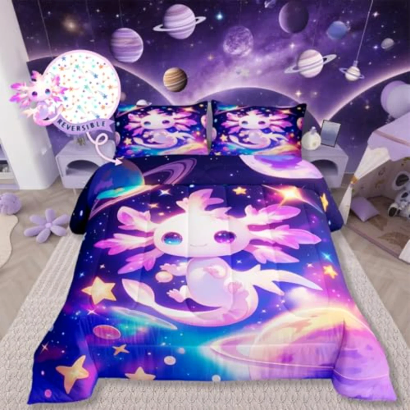 Axolotl Kids Boys Girls Comforter Set, Twin