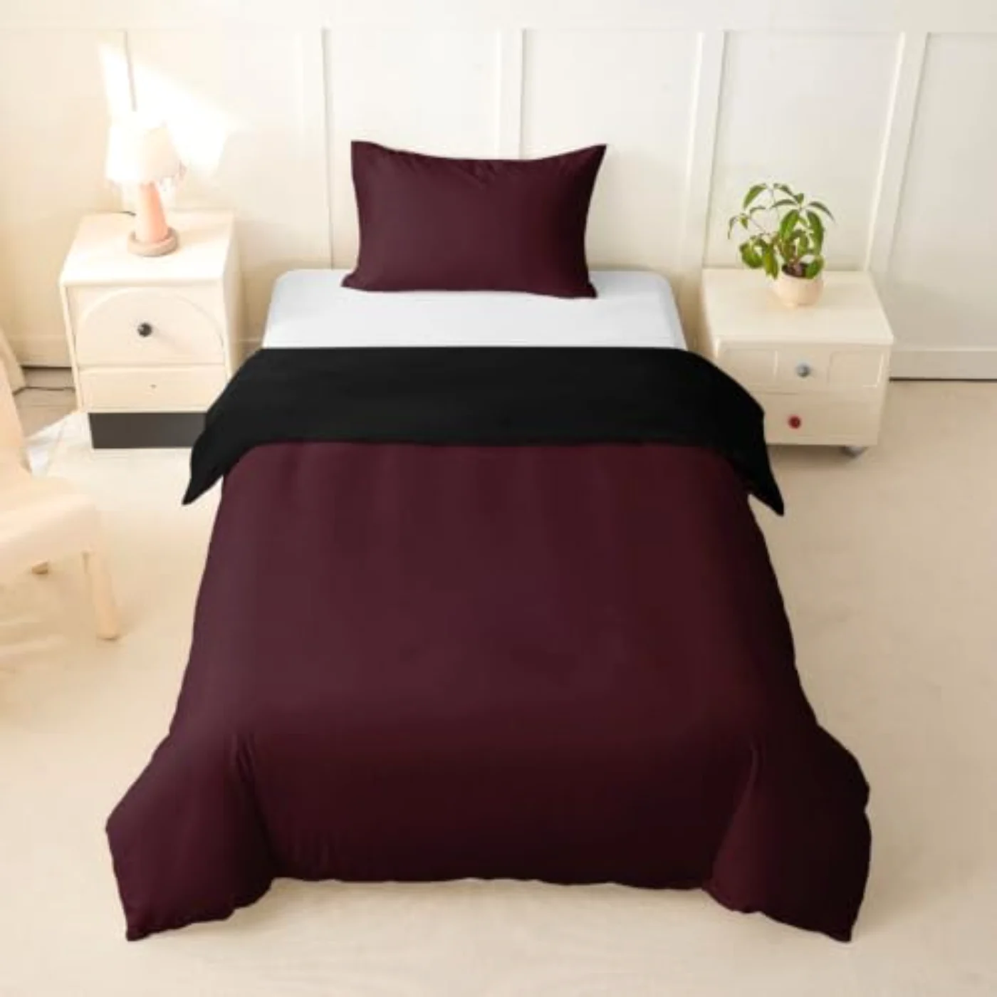 Burgundy Toddler Red Solid Color Duvet Cover