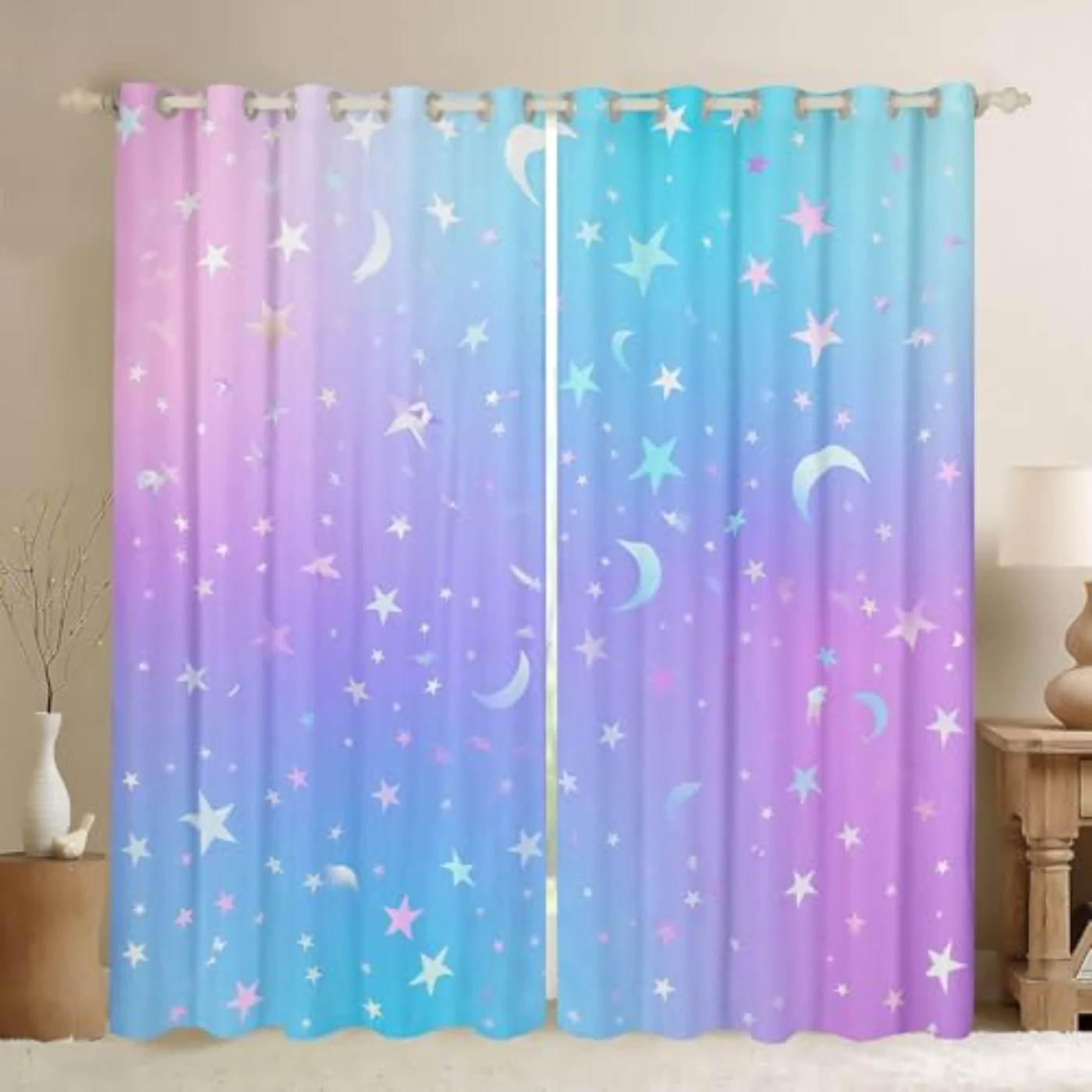 Galaxy Blackout Curtains Ombre Glitter Curtains