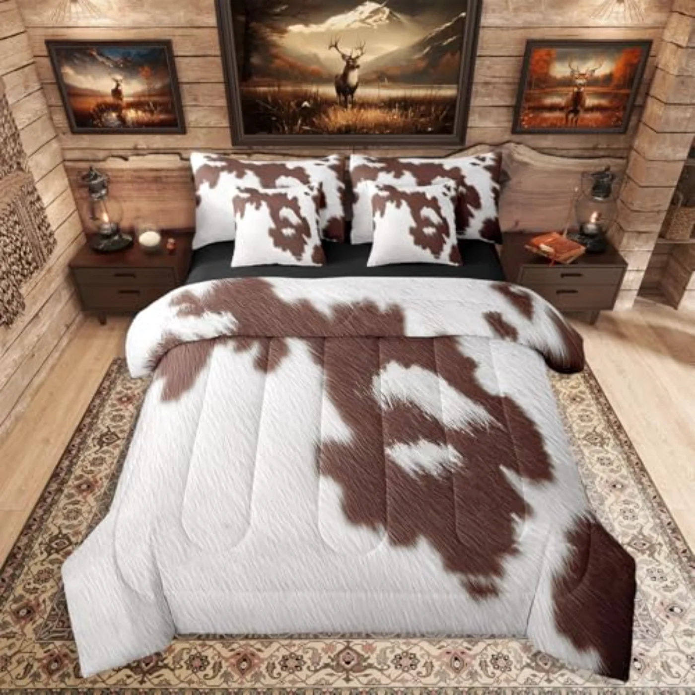 Cowhide In Bag Cow Skin Comforter Set, Queen