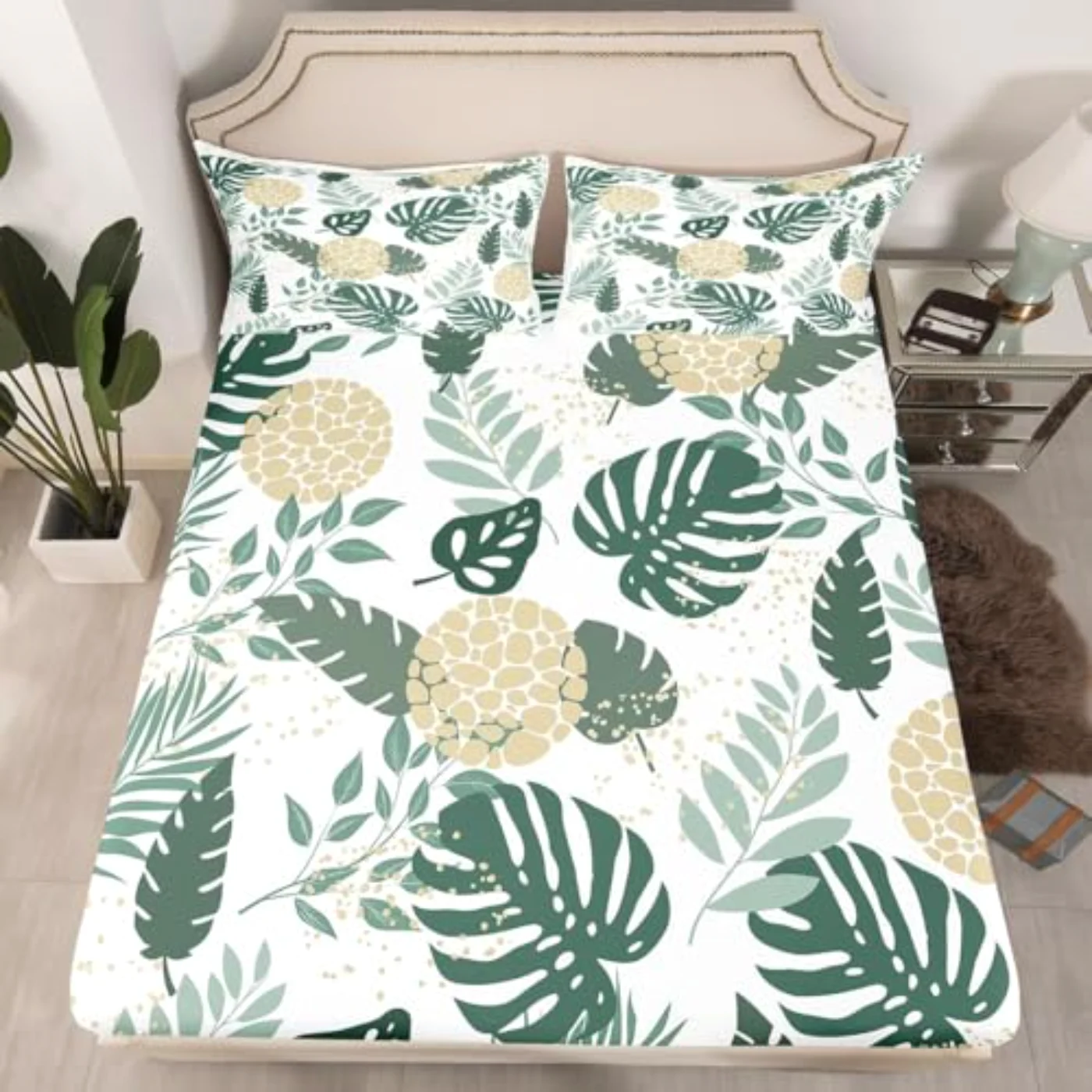 Tropical Fitted Monstera Deliciosa Sheets Sheet Set, Queen