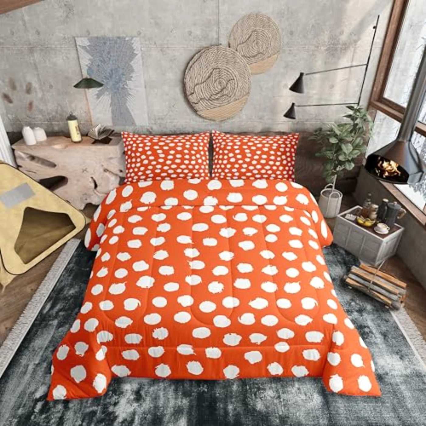 Brush Stroke Polka Dots Kids Comforter Set, Twin