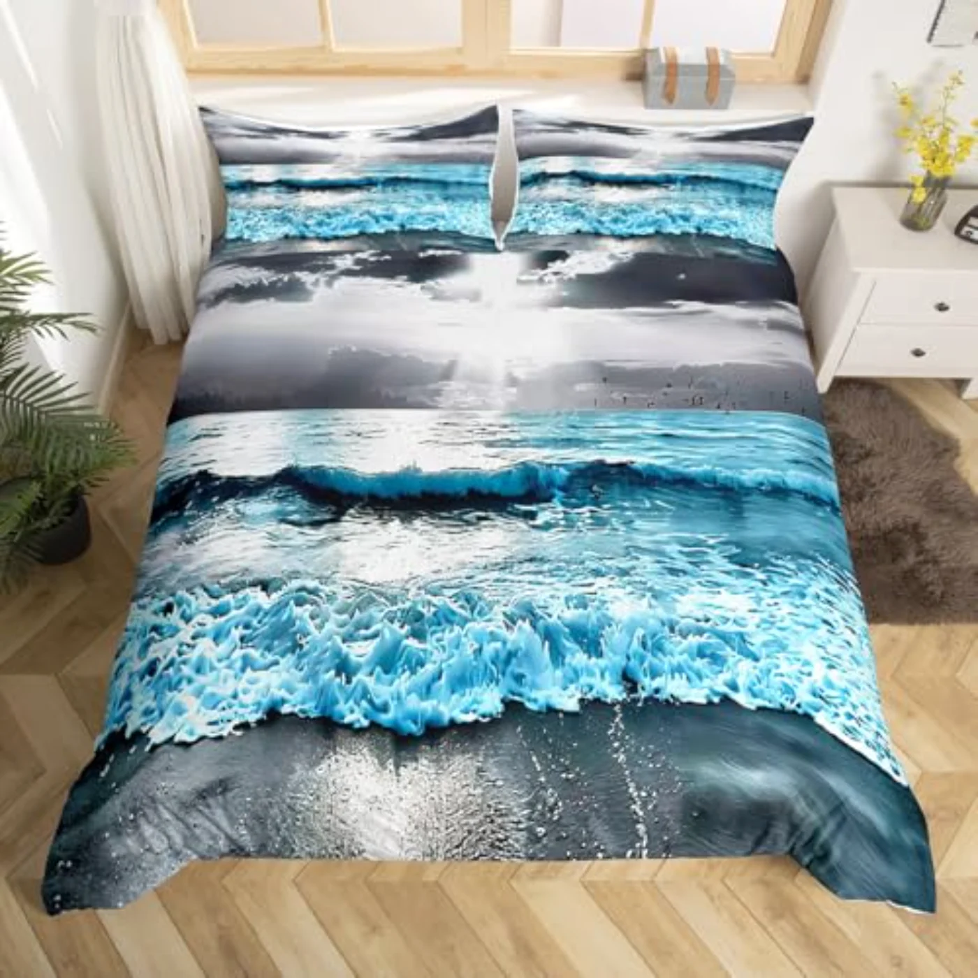 Ocean Coastal Beach Hawaiian Tropical Duvet Cover, King