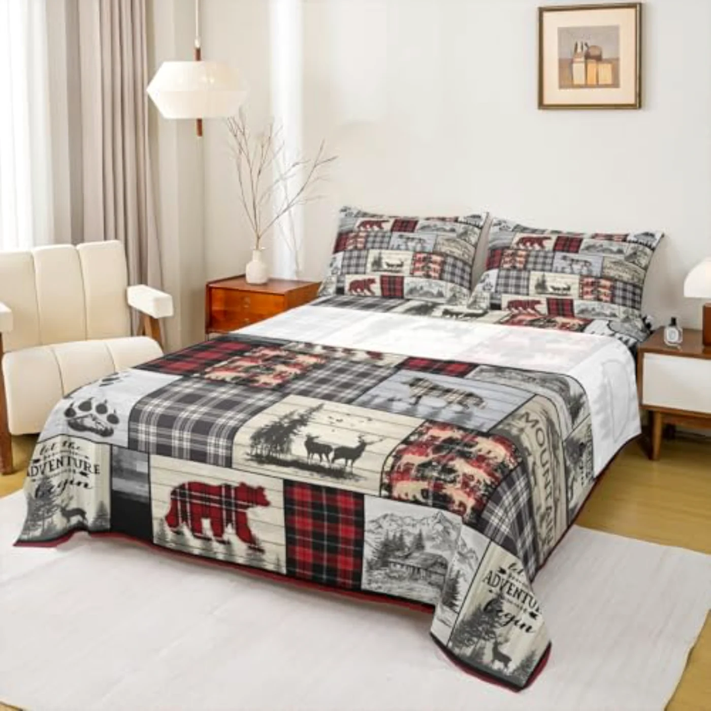 Rustic Cabin Sheets Woodland Wolf Sheet Set, Full